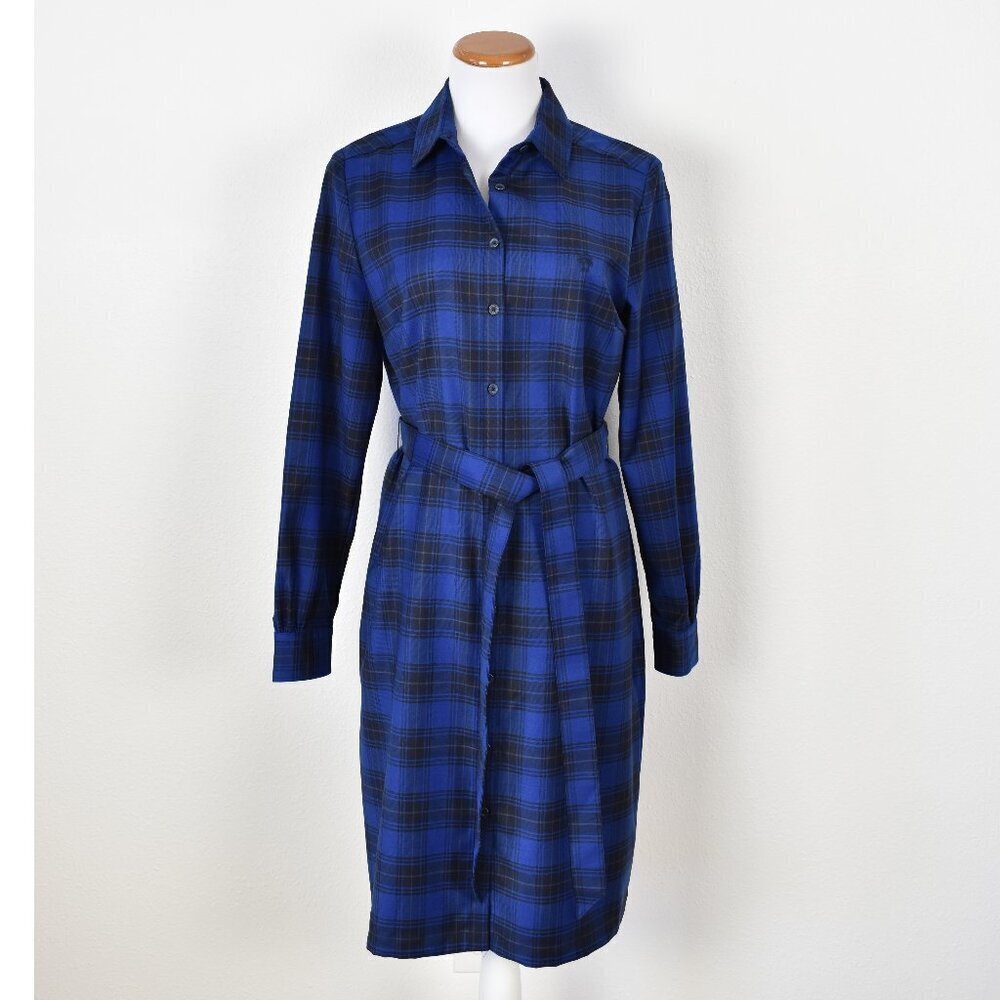 Brooks Brothers Plaid Wool Belted Shirt Dress - 10